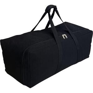 NEW XL Black Canvas Duffel Bag | Heavy-Duty Zipper Travel/Gym/Storage Tote
